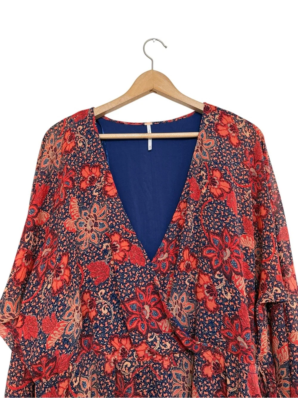 Free People Boho Floral Wrap Style Mini Dress Medium NWT